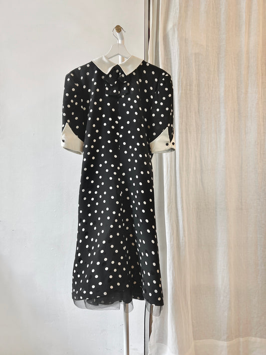 1960 polkadot silk dress